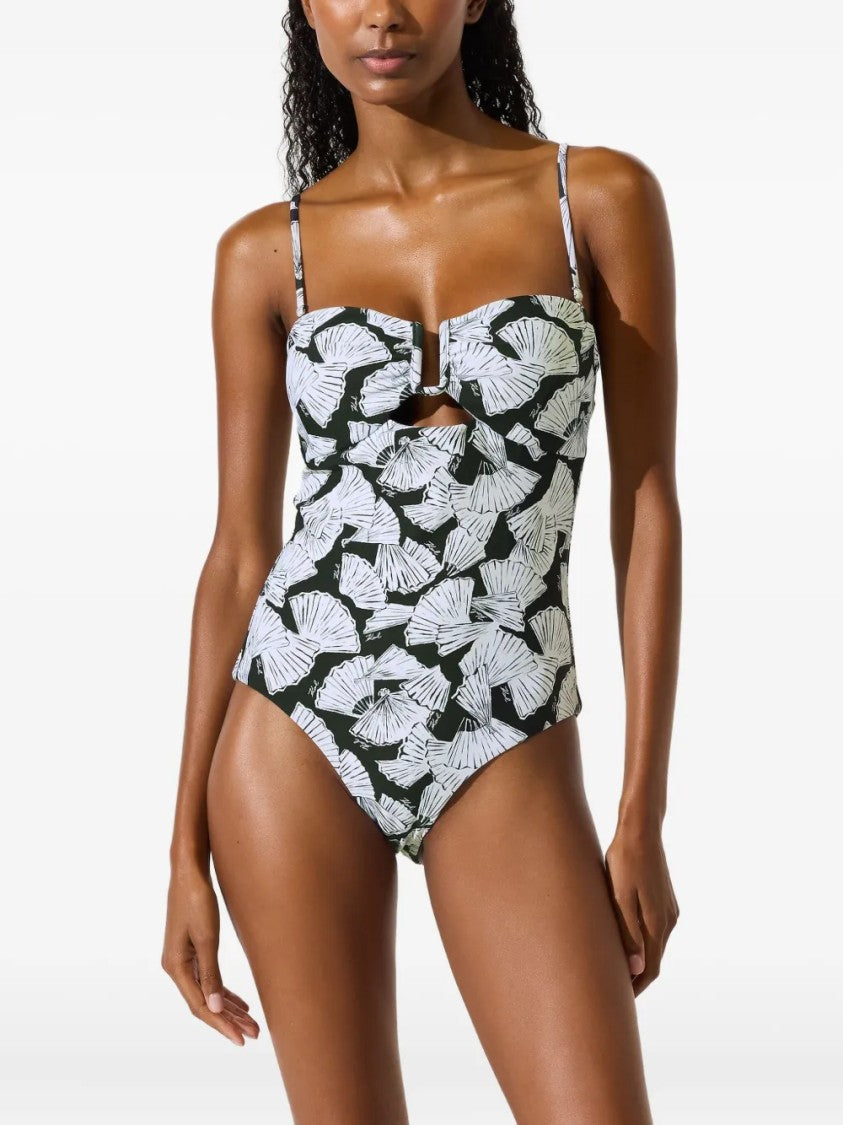 Karl Lagerfeld One-Piece Swimsuit With Abstract Fan Pattern