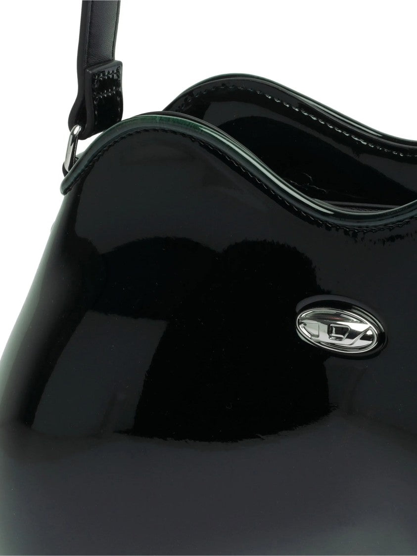 Diesel Dark Green Play Double-D Curved Patent Handbag