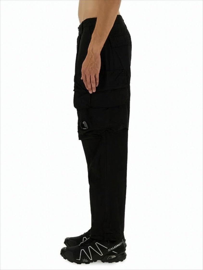 C.P. Company Relaxed Fit Black Cargo Pants With Flap Pockets