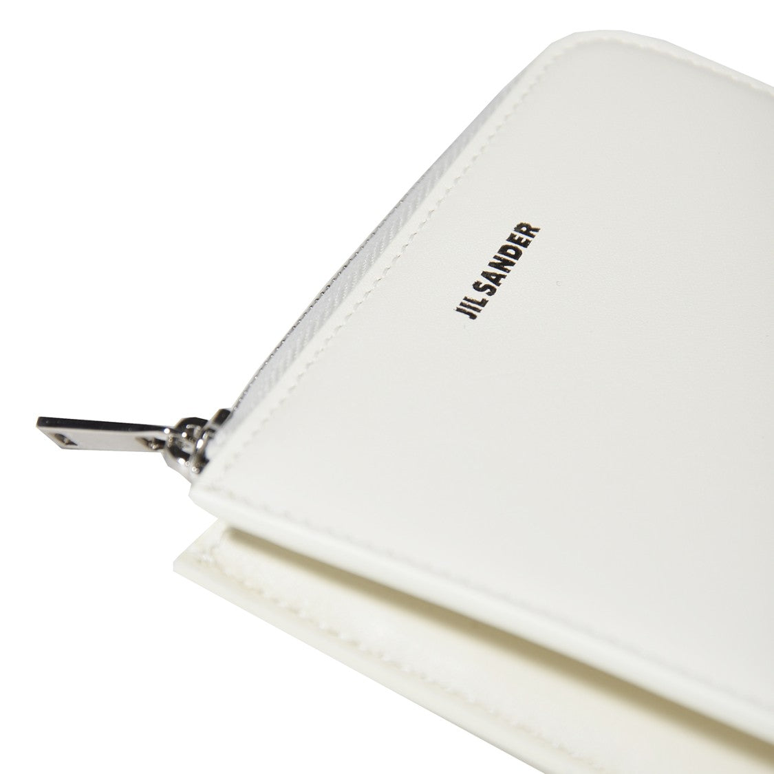 Jil Sander Small White Leather Zip-Up Wallet