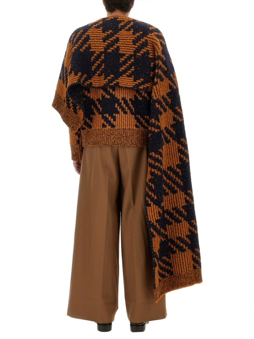 Dries Van Noten Chunky Knit Houndstooth Wool-Blend Scarf