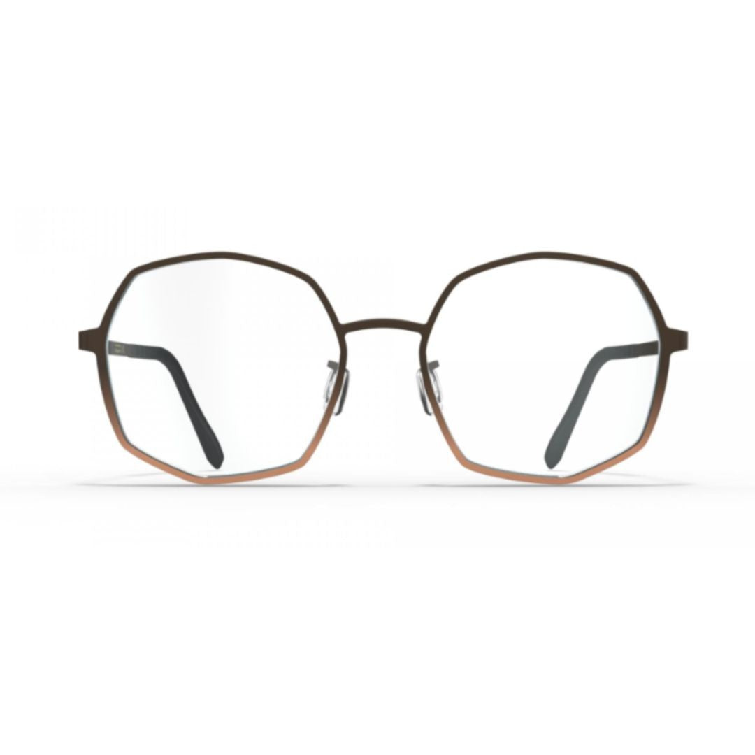 Blackfin Bf1081 Sable Geometric Brown Beta-Titanium Eyeglasses With Adjustable Nose Pads