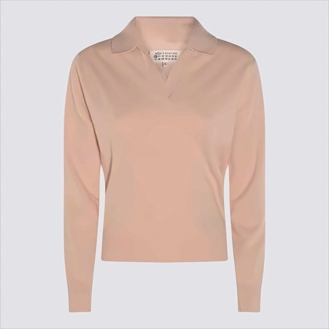 Maison Margiela Light Pink Wool Sweater With Classic Collar