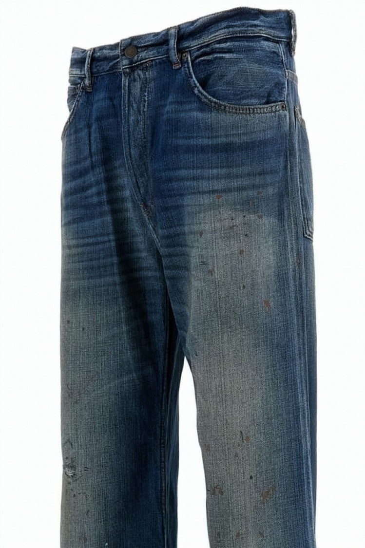 Acne Studios Relaxed Fit Denim Pants With Distressed Details