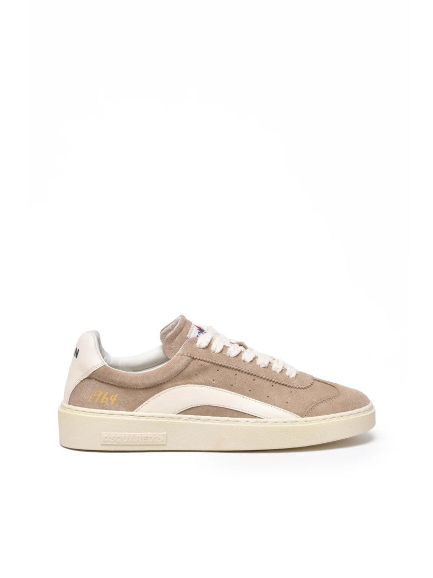 Dsquared2 Taupe Leather Suede Sneakers