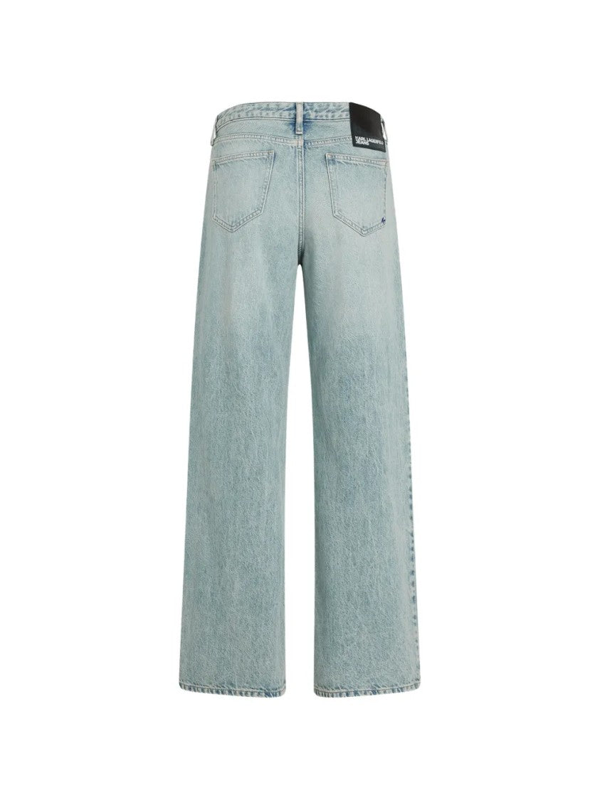 Karl Lagerfeld Light Blue Wide-Leg Jeans With Classic Five-Pocket Design
