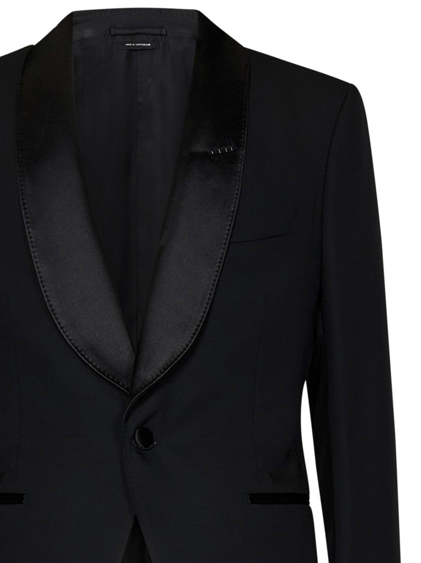 Tom Ford Tailored Black Suit With Satin Accents