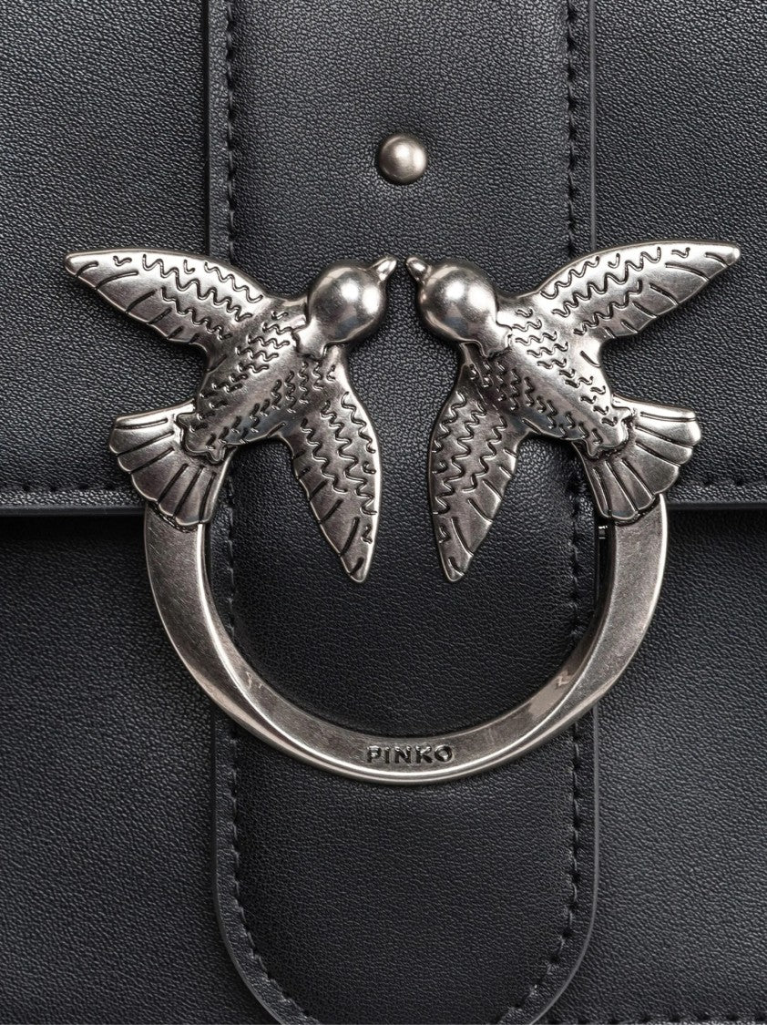 Pinko Shoulder Bag With Silver-Tone Bird Clasp And Chain Strap