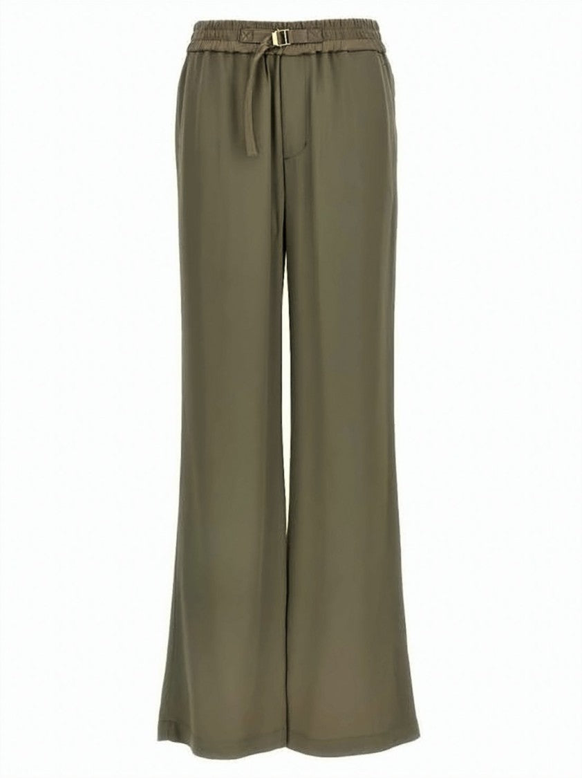 Ami Paris Wide-Leg Pants With Elastic Waistband And Adjustable Belt