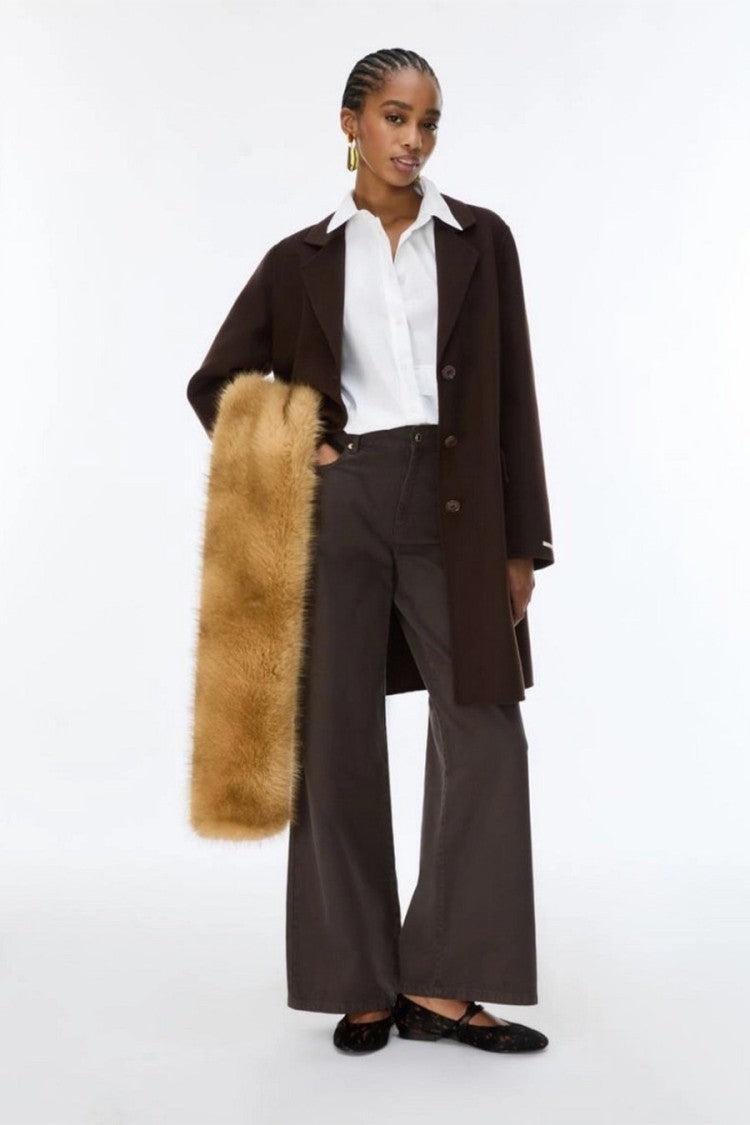 I Blues Dark Brown Single-Breasted Three-Button Coat