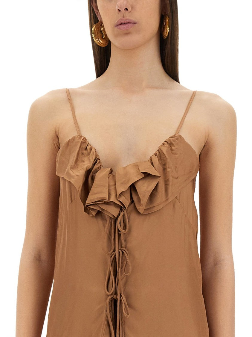 Dries Van Noten Ruffled Midi Petticoat Dress With Flowing Silhouette