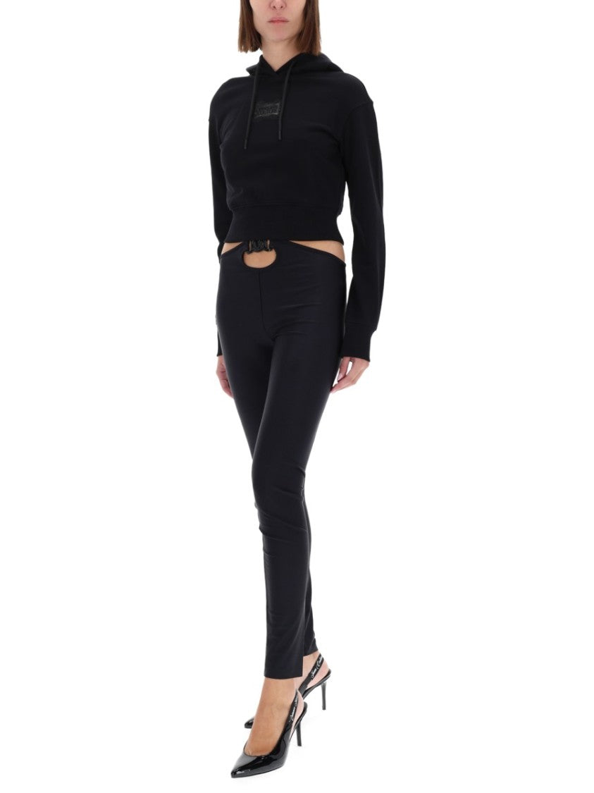 Versace Jeans Couture Black Cropped Hooded Sweatshirt
