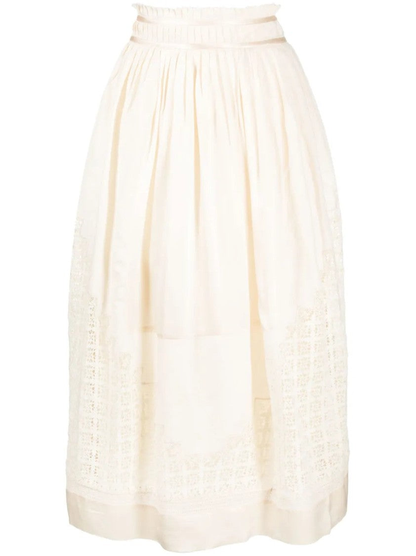 Ulla Johnson Cadena Lace-Insert Midi Skirt
