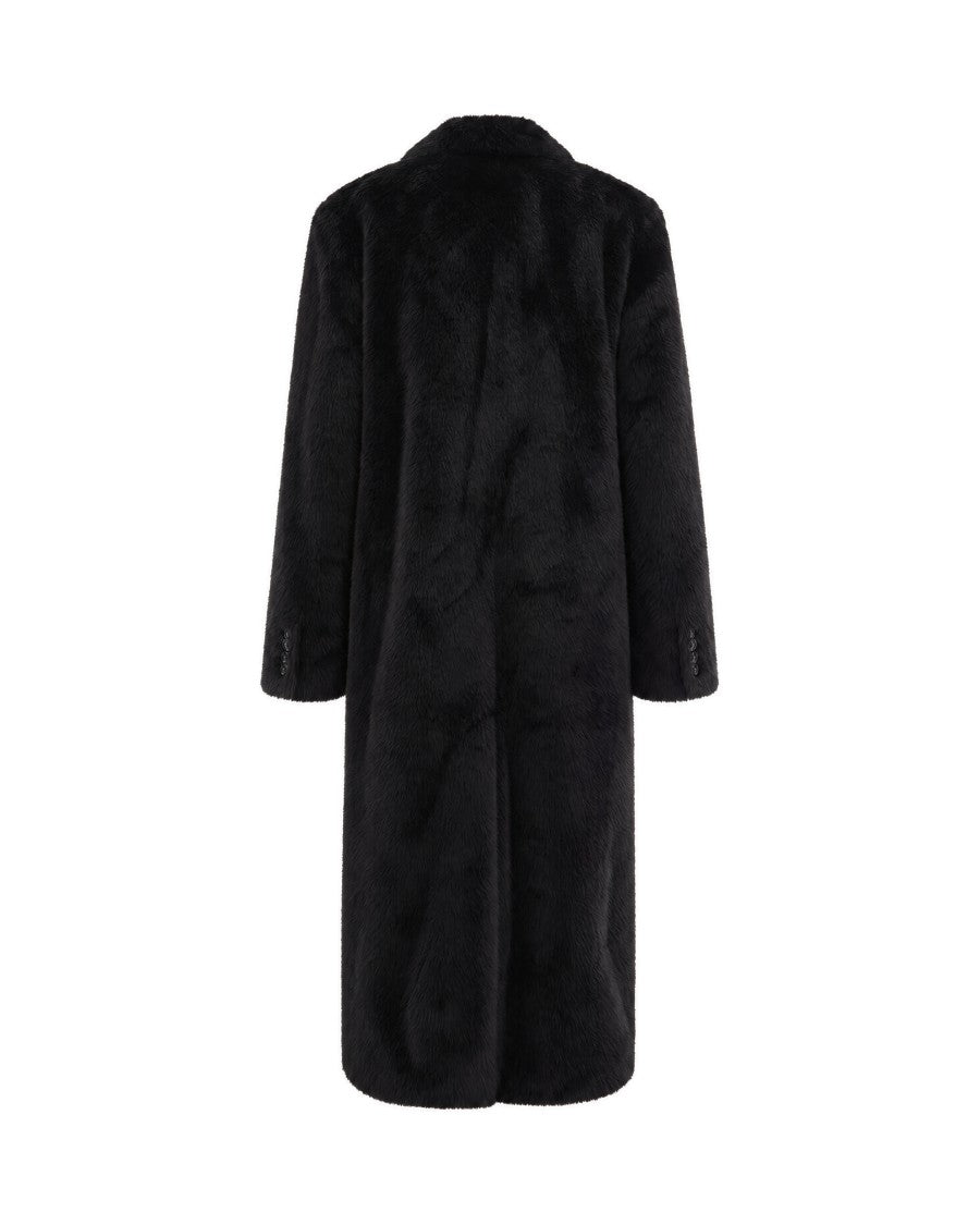 Stand Studio Black Emmie Long Faux Fur Coat