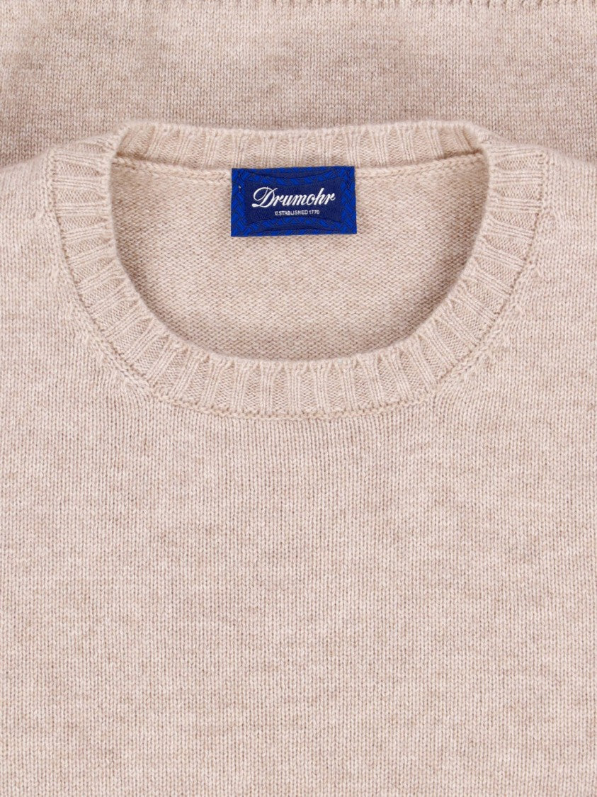 Drumohr Beige Cashmere Crewneck Sweater