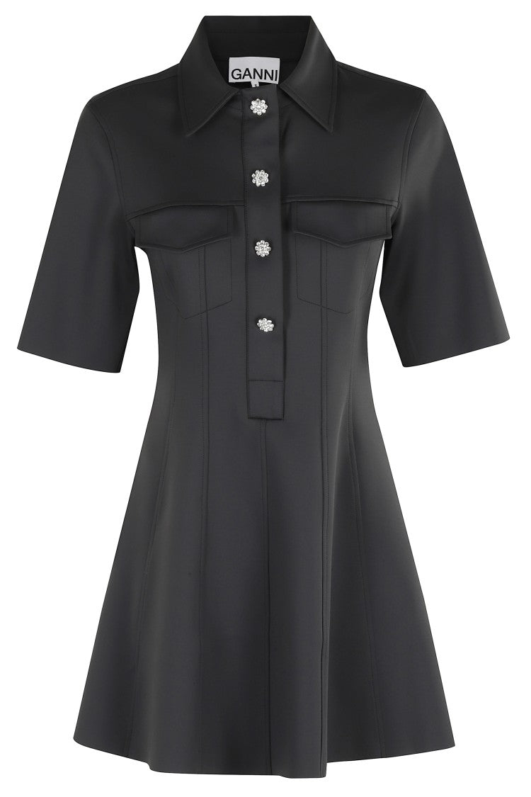 Ganni Scuba Neoprene Fitted Mini Dress