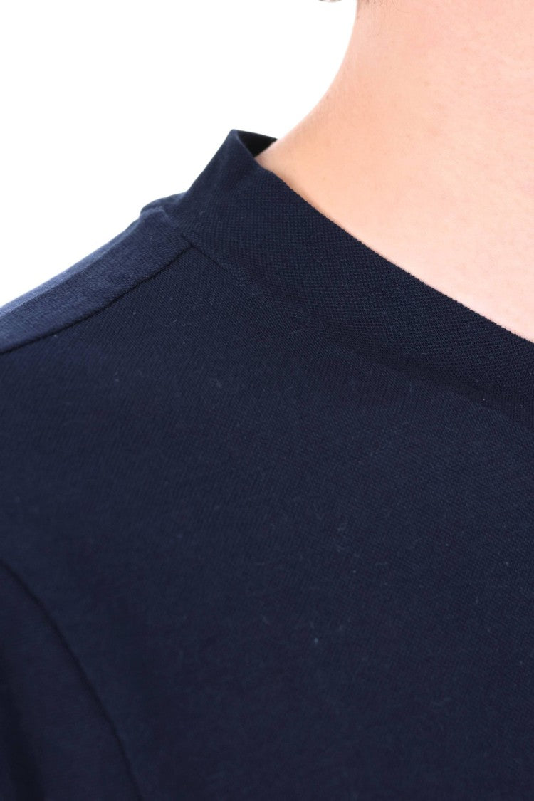 Barba Blue Textured Cotton T-Shirt