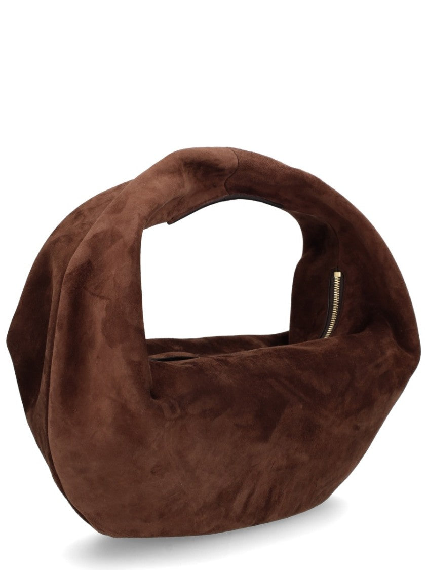 Khaite Brown Crescent Calf Leather Shoulder Bag