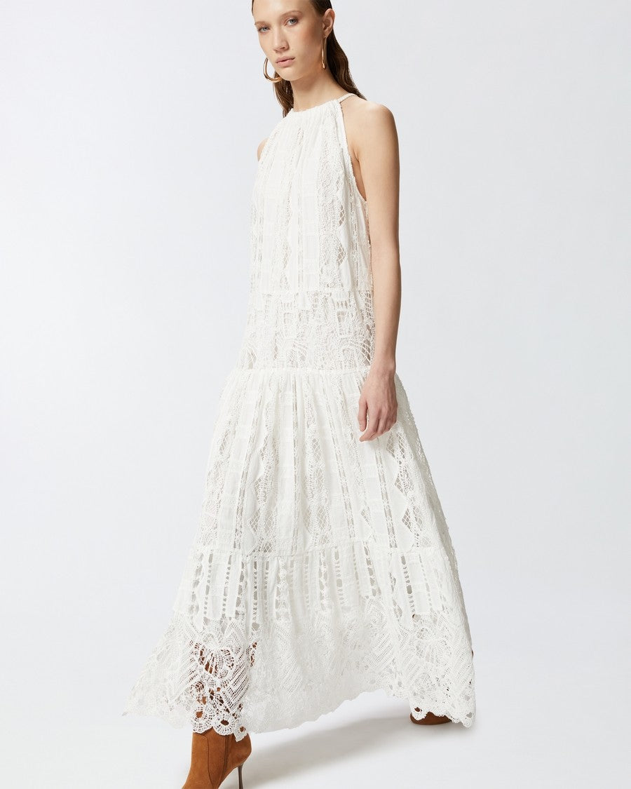 Pinko Tiered Maxi Dress With Lace Detailing