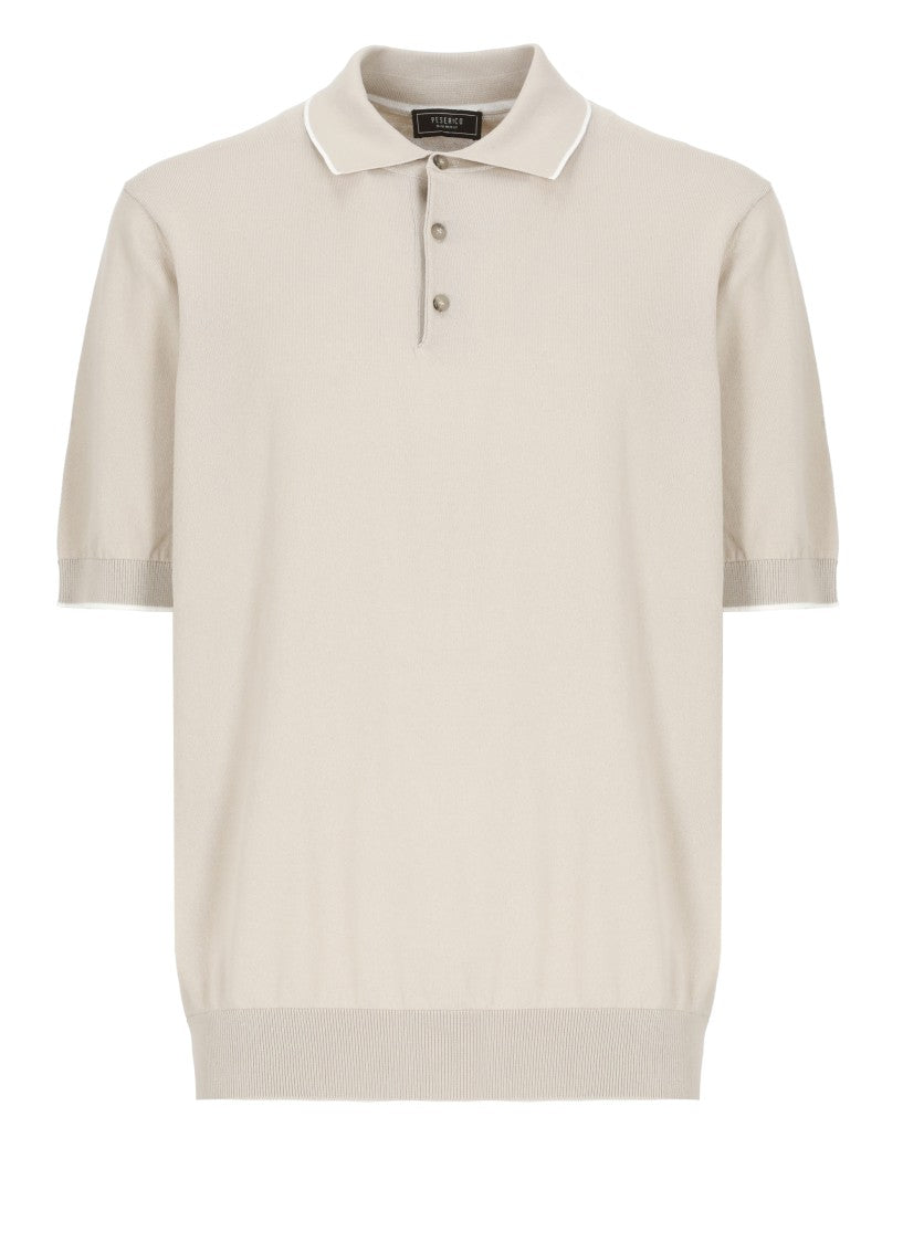 Peserico Beige Cotton Polo Shirt
