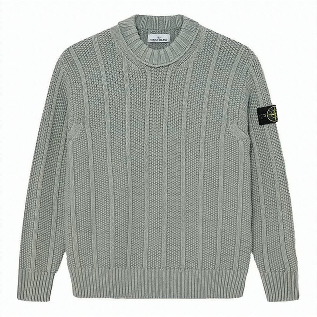 Stone Island Textured Grey Wool Knit Sweater