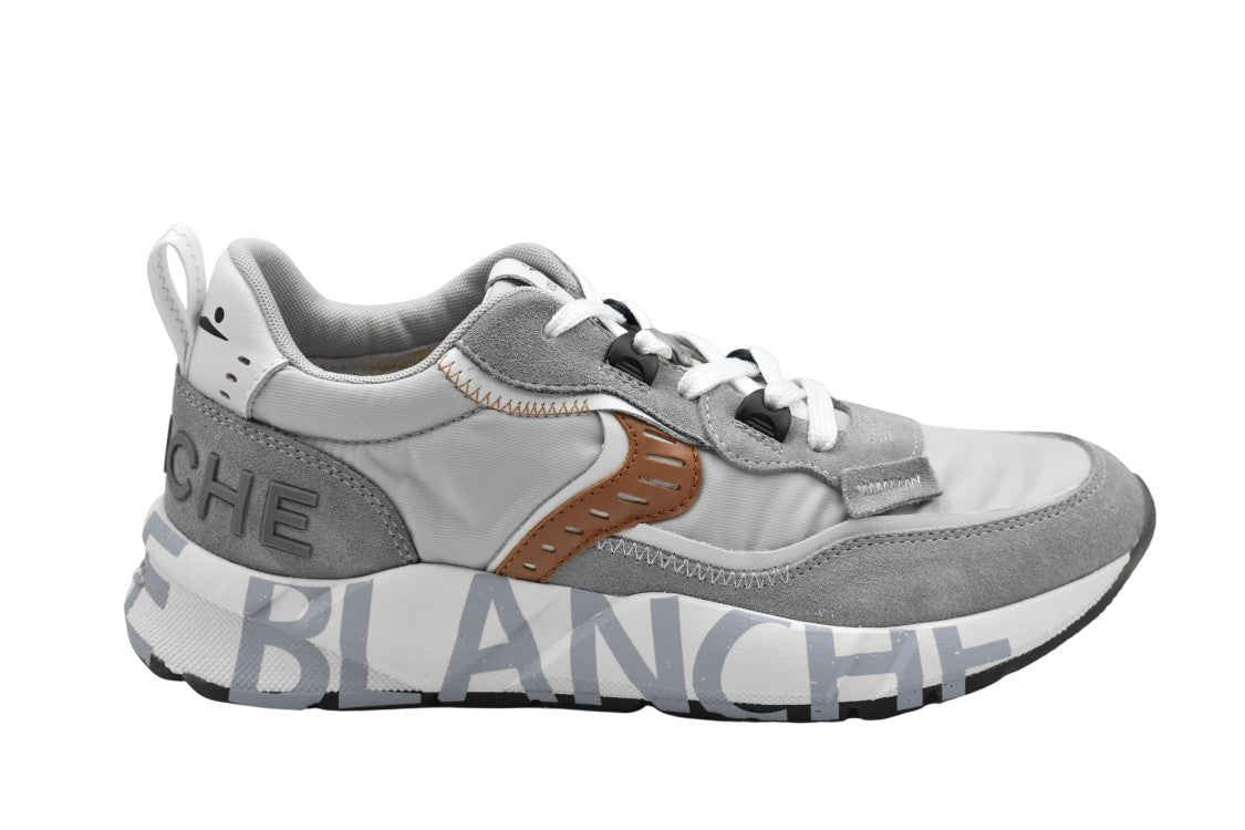 Voile Blanche Laced Sneakers In Grey-Brown Combination