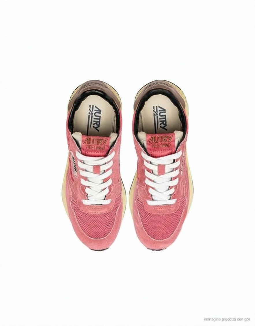 Autry Retro-Inspired Pink Suede And Mesh Sneakers