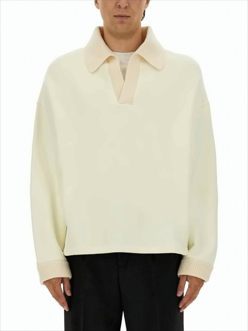 Jacquemus Wide Ribbed Collar Sweater With V-Neck Opening