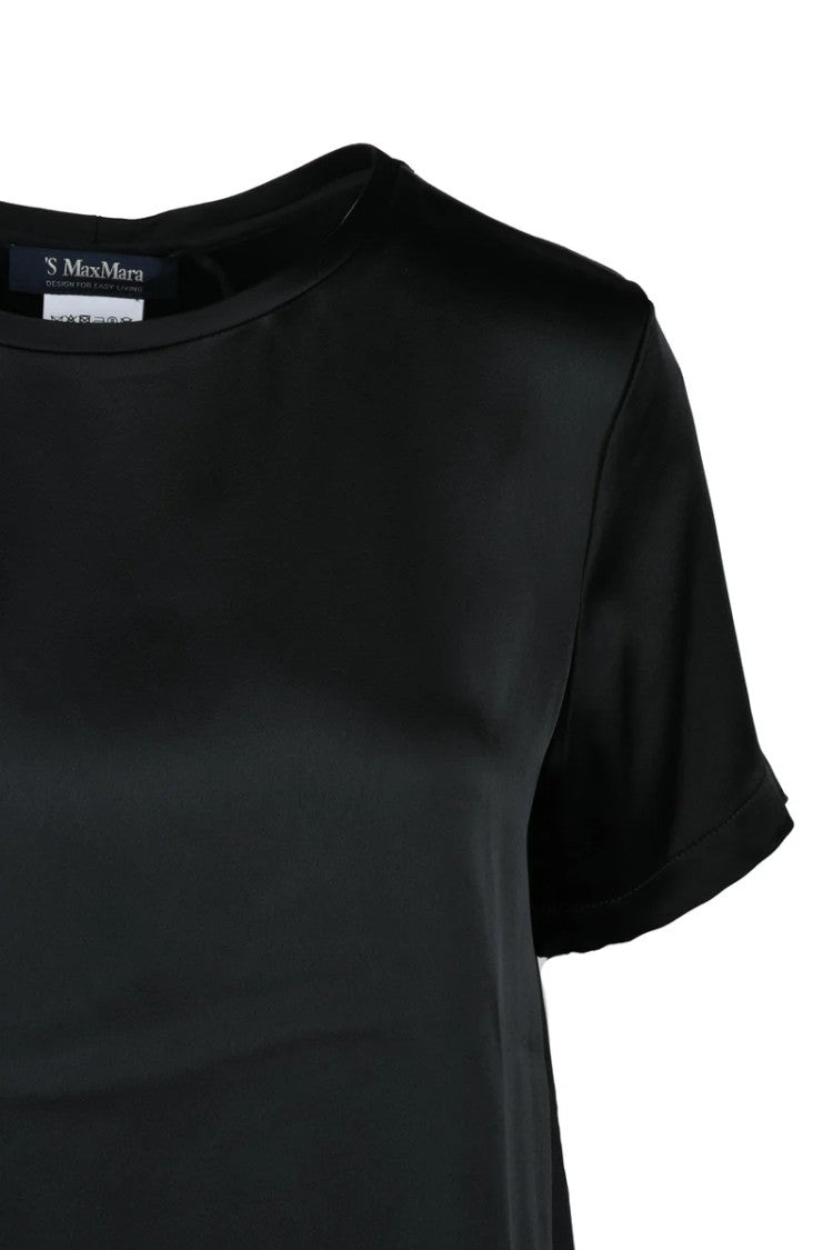 Max Mara Black Rebecca Acetate Viscose Satin Blouse