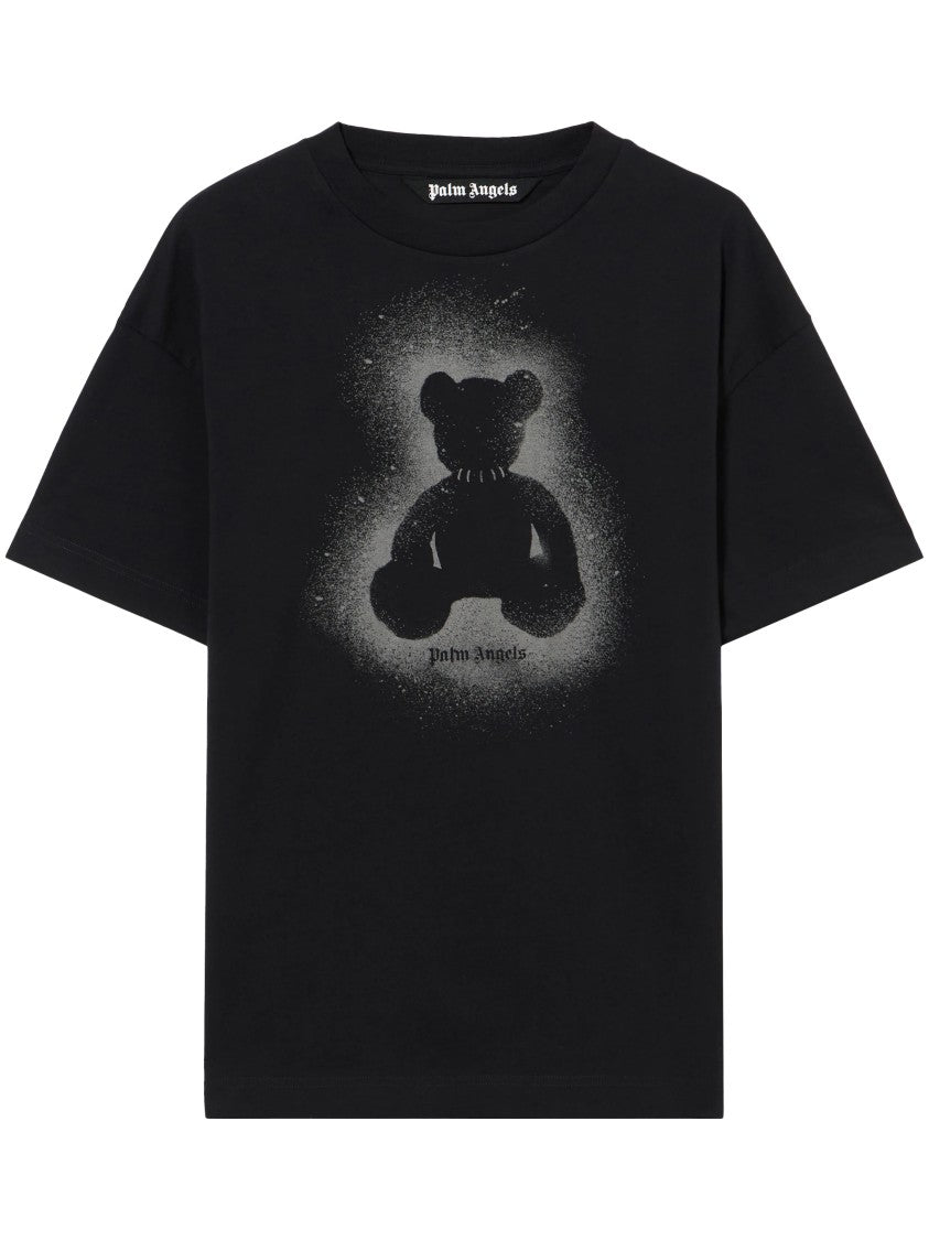 Palm Angels Regular Fit Spray Bear Graphic T-Shirt