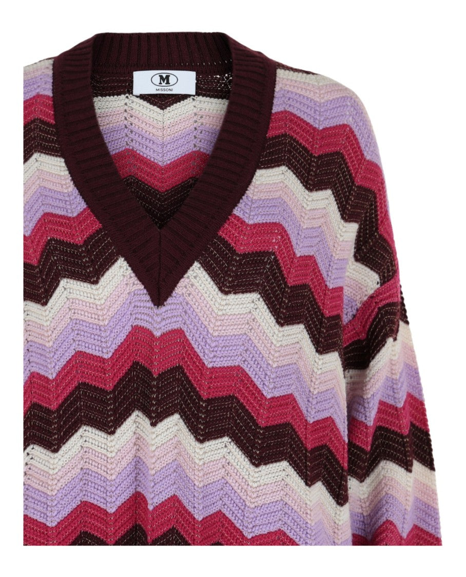 M Missoni Oversized V-Neck Zigzag Sweater