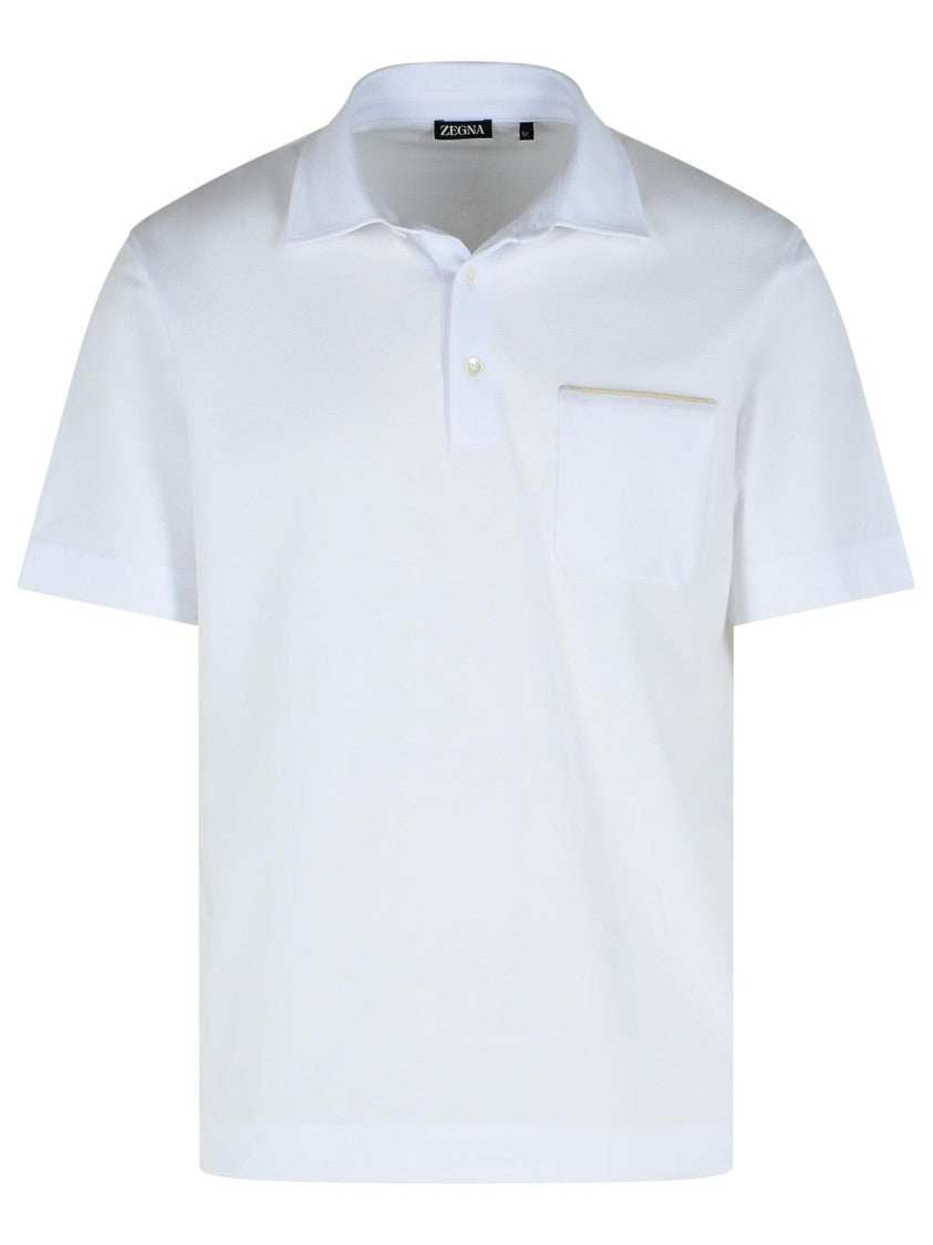 Zegna 'Pure' White Cotton Polo Shirt