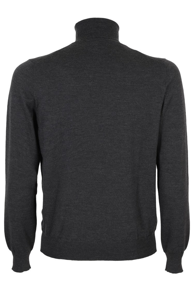 Tagliatore High Collar Anthracite Merino Wool Sweater