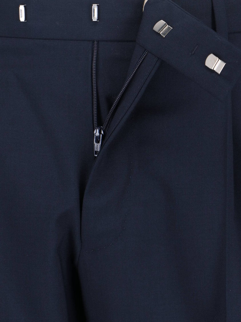 Pt Torino Mid-Rise Virgin Wool Trousers With Pleats And Silver Hardware