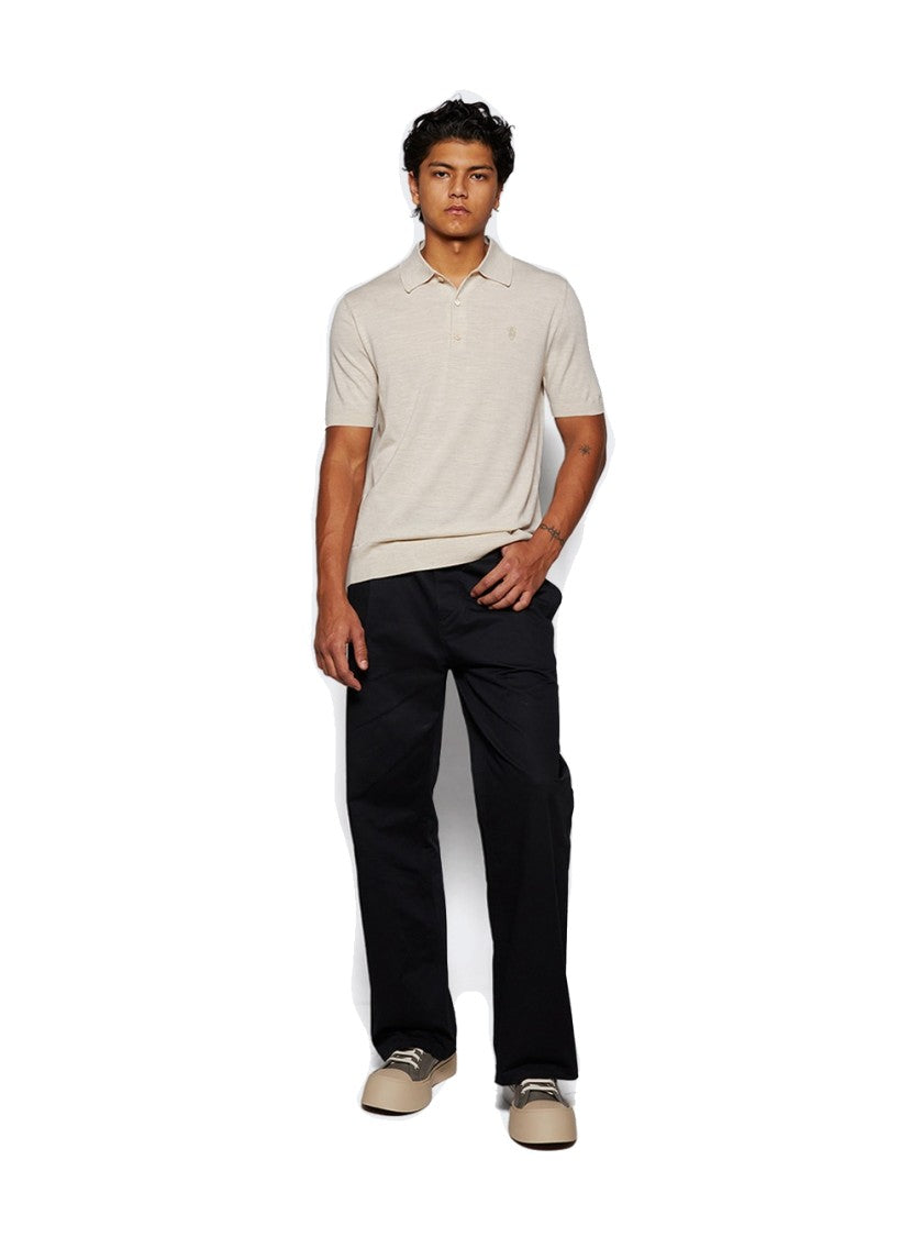 Burberry Wool Polo Shirt Nutmeg