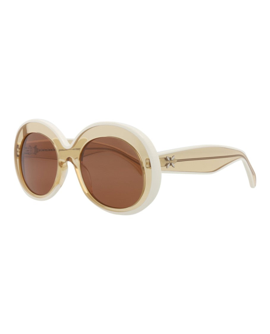 Alaïa Round-Frame Acetate Sunglasses With Saddle Nose Bridge