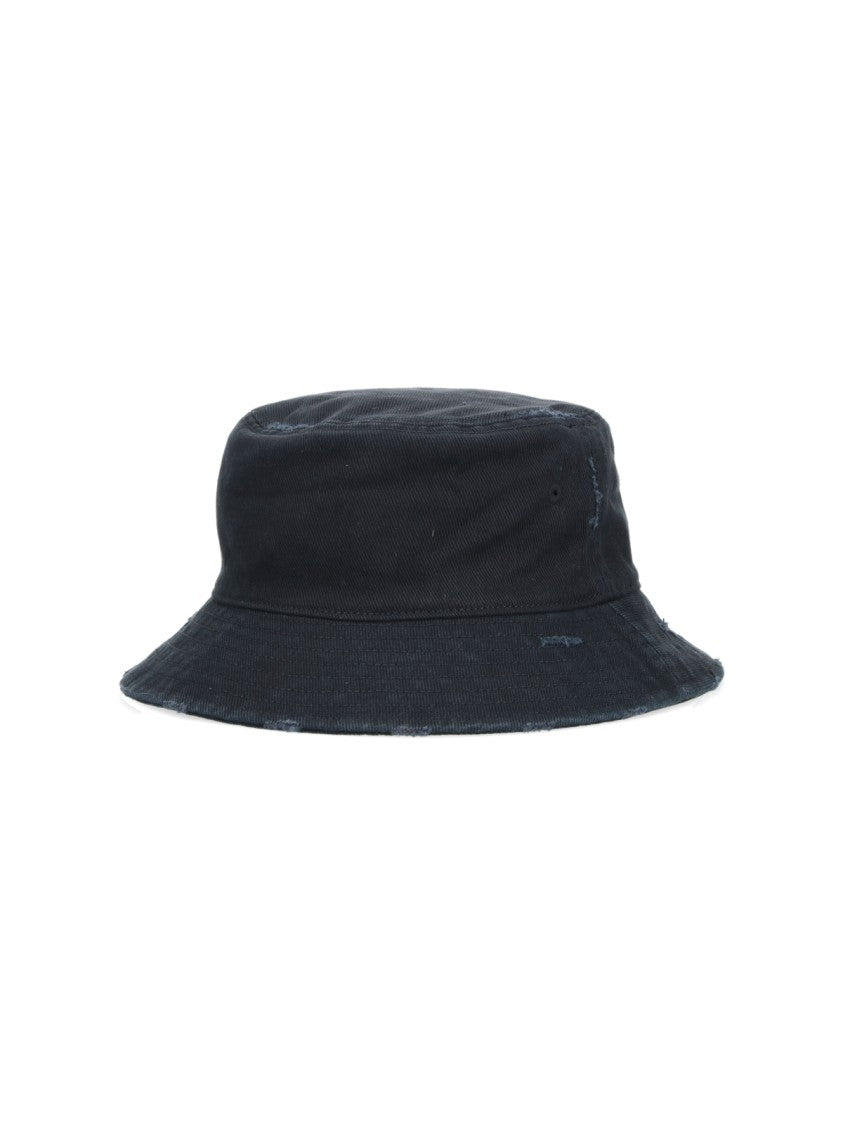 Martine Rose Black Distressed Typography Bucket Hat