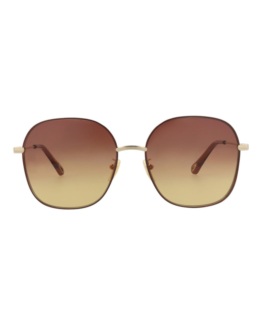 Chloé Square-Frame Metal Sunglasses With Gradient Lenses And Adjustable Nose Pads