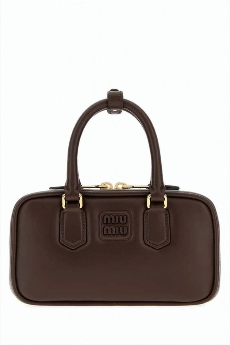 Miu Miu Rectangular Brown Calf Leather Crossbody Bag