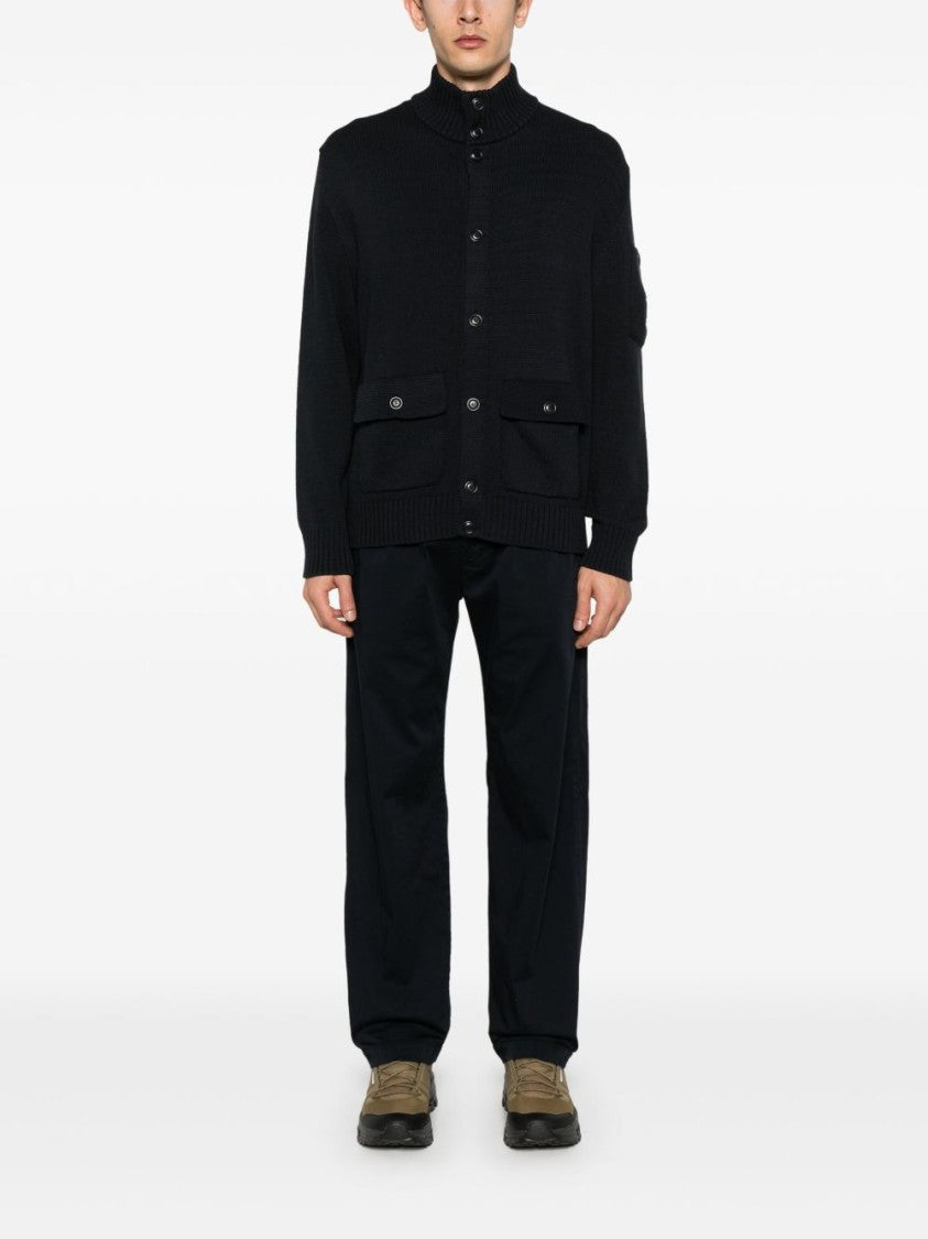 C.P. Company Midnight Blue Cotton Cardigan With Lens Detail