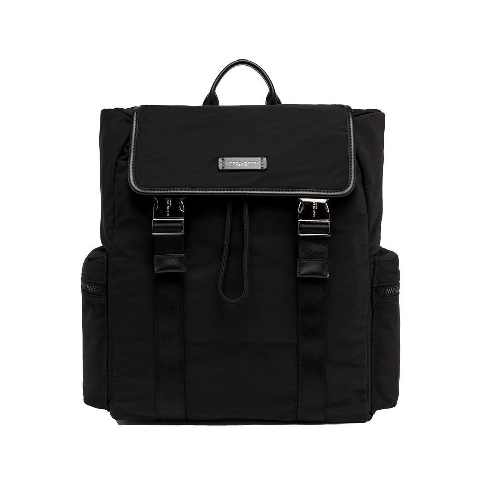 Gianni Chiarini Black Leather Backpack With Flap Closure