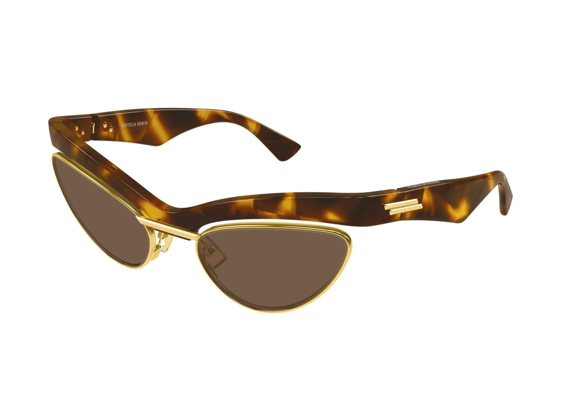 Bottega Veneta Gold Bv1480s Tortoiseshell Bold Cat-Eye Sunglasses