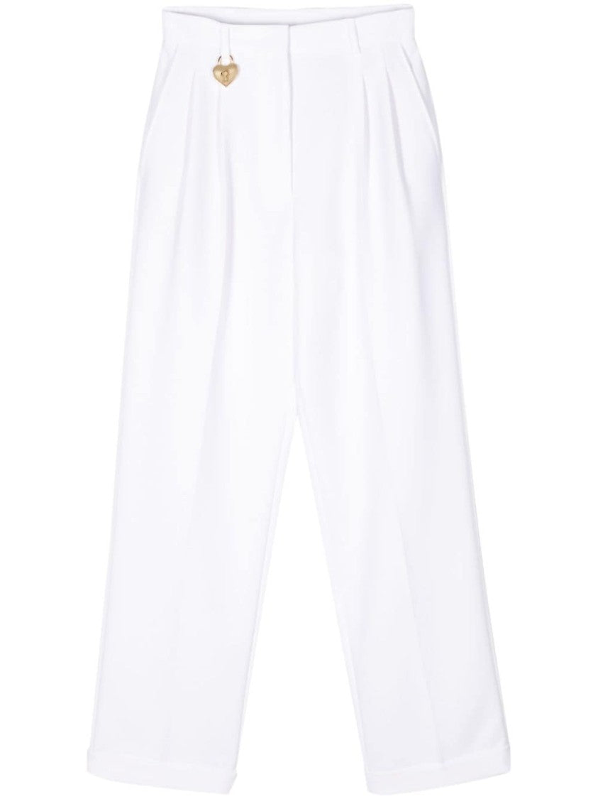 Moschino High-Waist White Crepe Trousers
