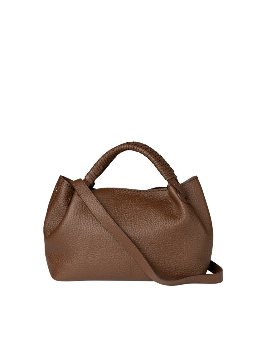 Visona` Queen Medium Textured Brown Leather Handbag