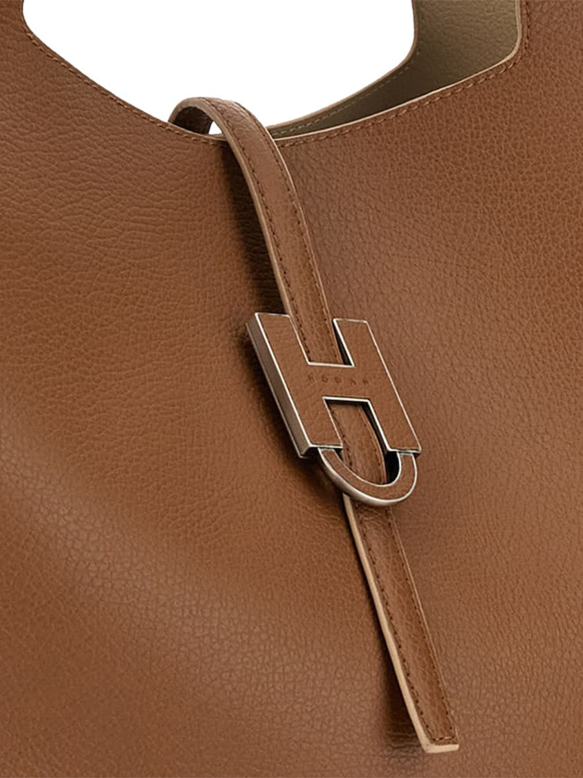 Hogan H-Buckle Calfskin Structured Tote Bag