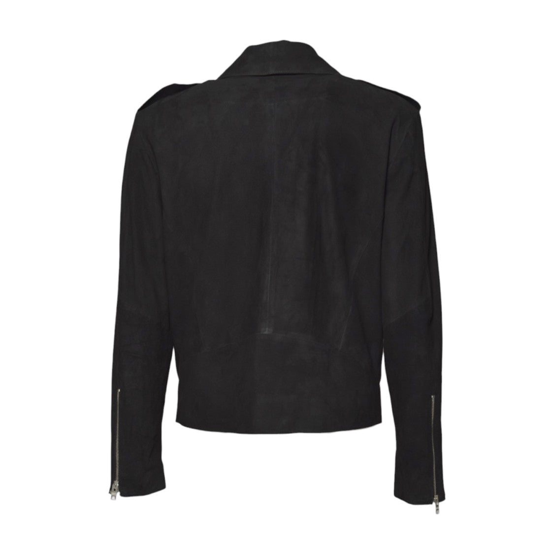 Dfour Asymmetrical Front-Zipper Leather Jacket With Multiple Pockets