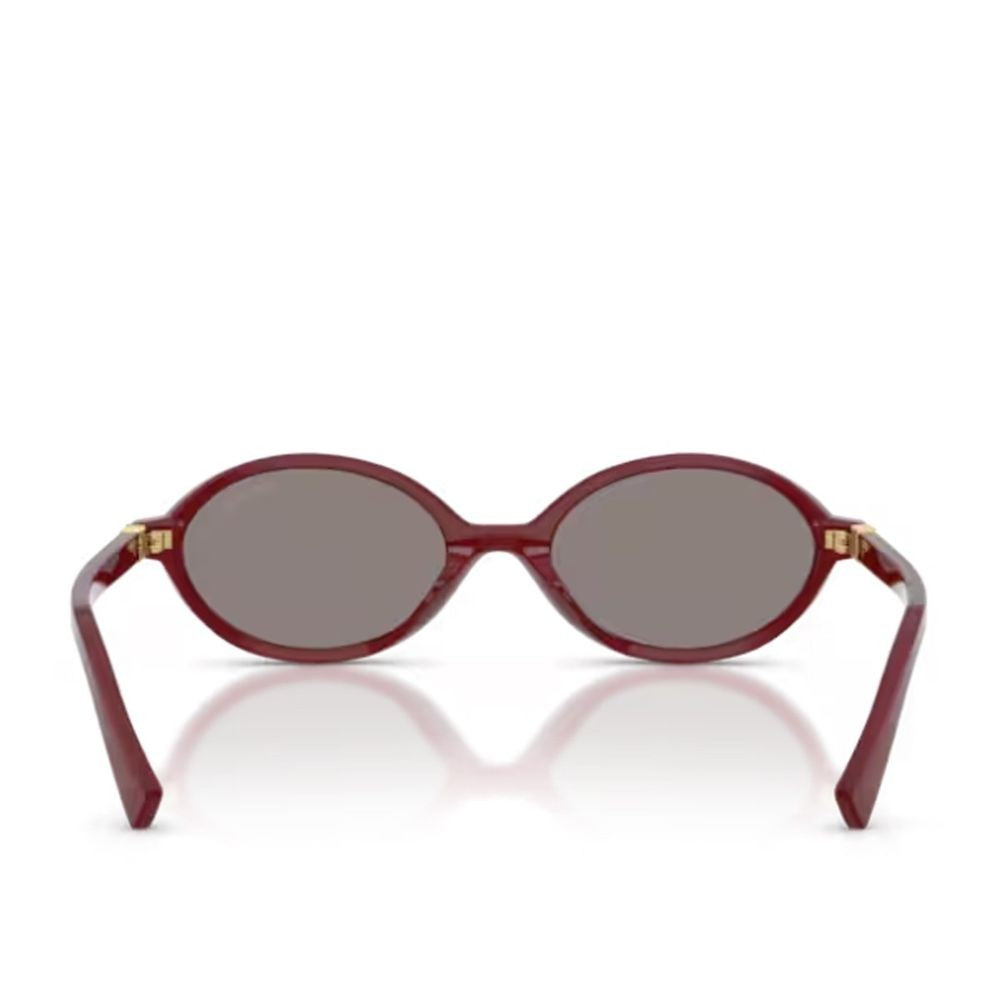 Miu Miu Compact Oval Sunglasses In Glossy Burgundy Acetate