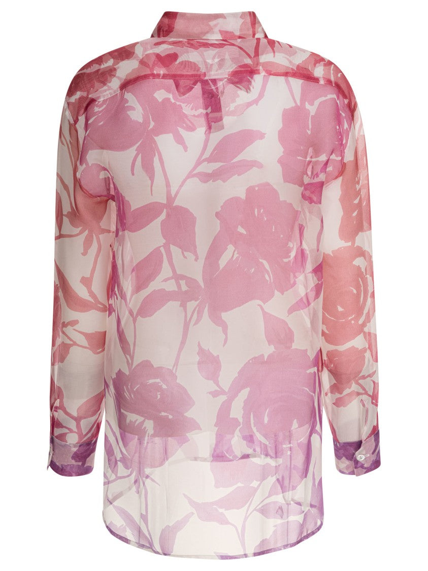 Sleep No More Floral Sheer Silk Shirt