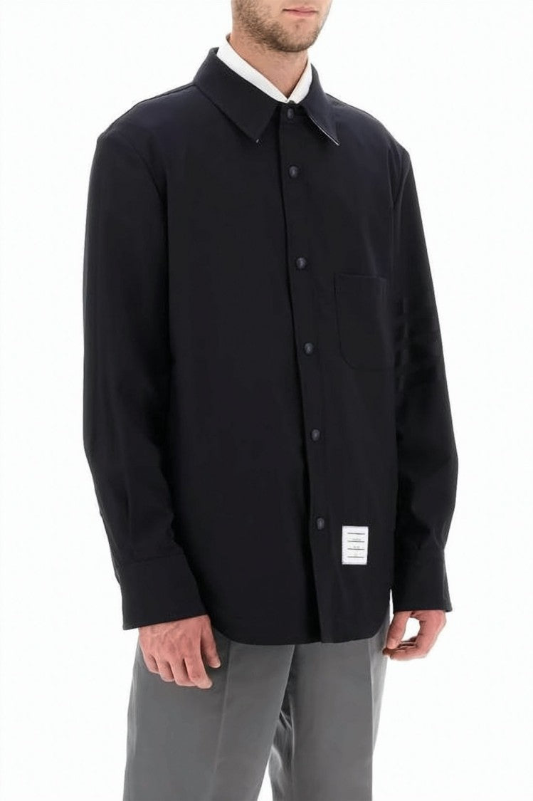 Thom Browne Long-Sleeve Button-Down Shirt With Subtle Stripes