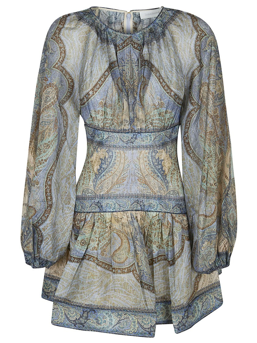 Zimmermann Mini Dress With Round Neckline And Flared Skirt